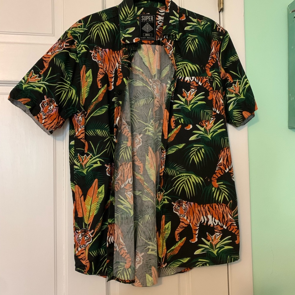 Tiger print men’s button down